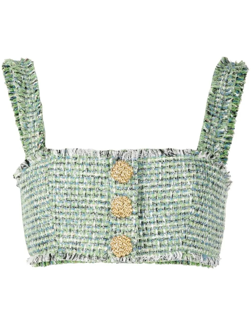 button-embellished bouclé cropped top | Farfetch Global