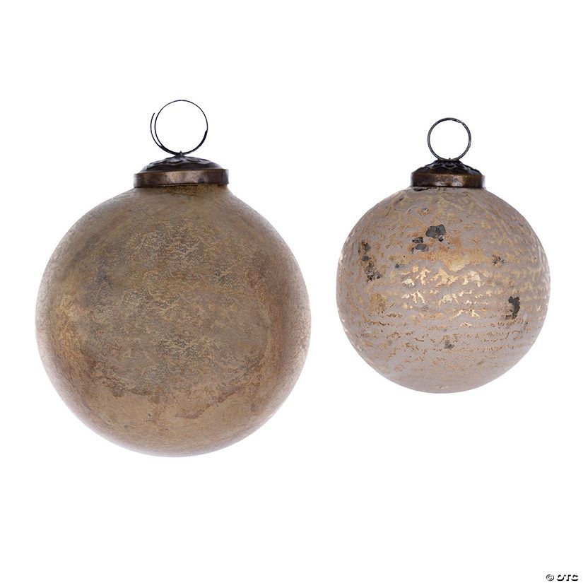 Distressed Bronze Ball Ornament (Set Of 12) 3"D, 4"D Glass | Oriental Trading Company