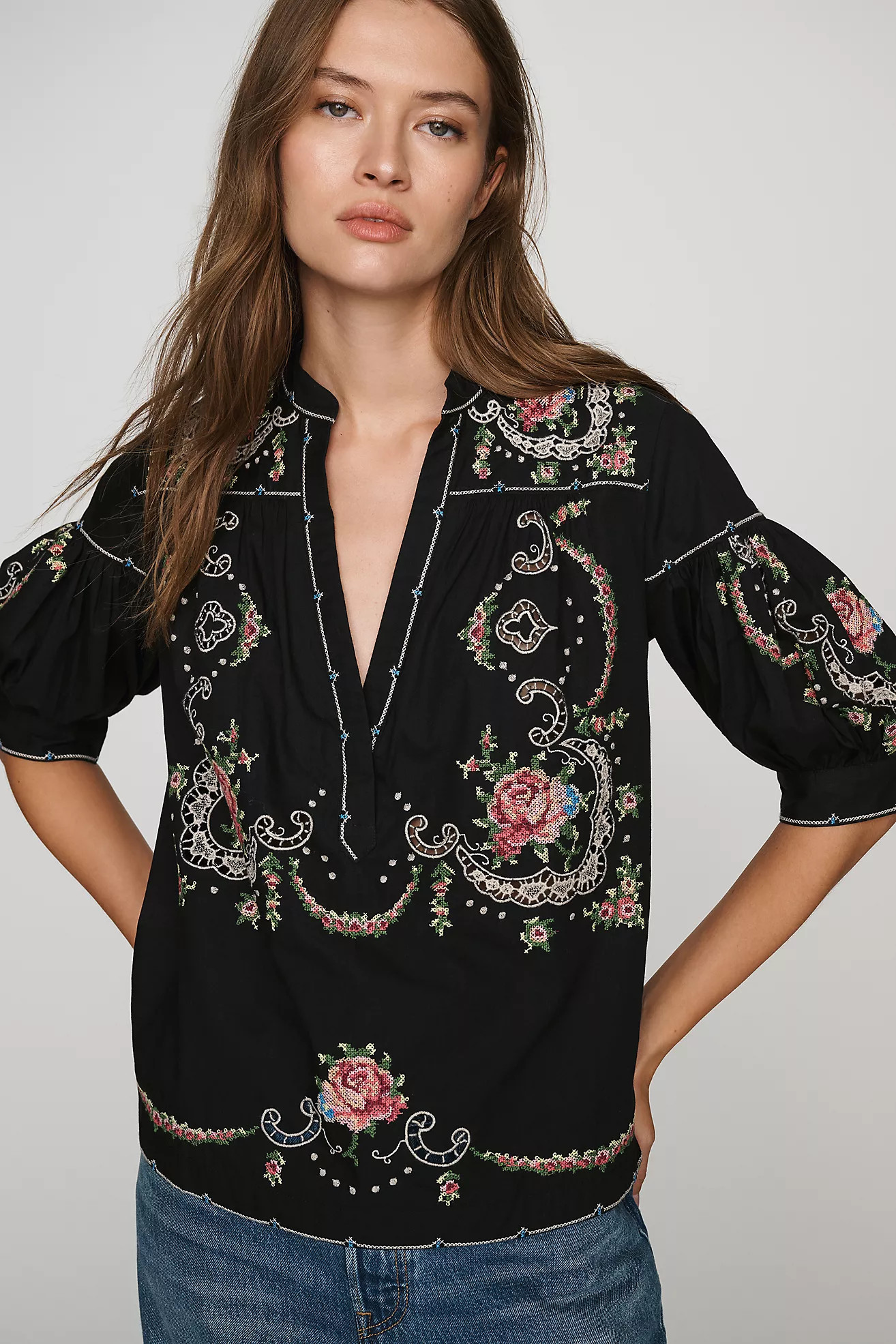 Darcey Popover Swing Top: Embroidered Edition | Anthropologie (US)