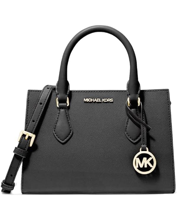 Michael Kors Sheila Small Non-Leather Vegan Satchel (Black with Gold Hardware) | Amazon (US)