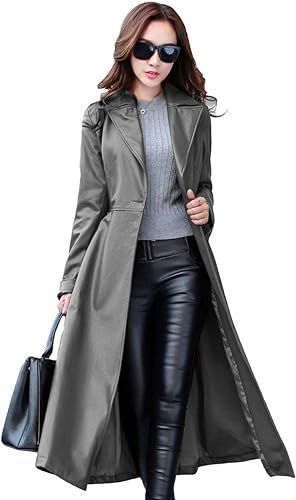 Koza Leathers Women's Lambskin Leather Trench Jacket Over Coat WT021 | Amazon (US)