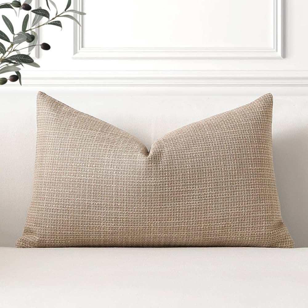 OTOSTAR Linen Throw Pillow Cover Set of 1 Decorative Lumbar Pillowcases Cushion Covers 16x24 Inch... | Amazon (US)