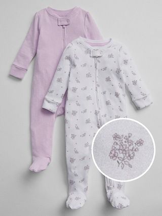 Gap Baby Favorite Dot Footed One-Piece (2-Pack) Pale Lilac Size 3-6 M | Gap US