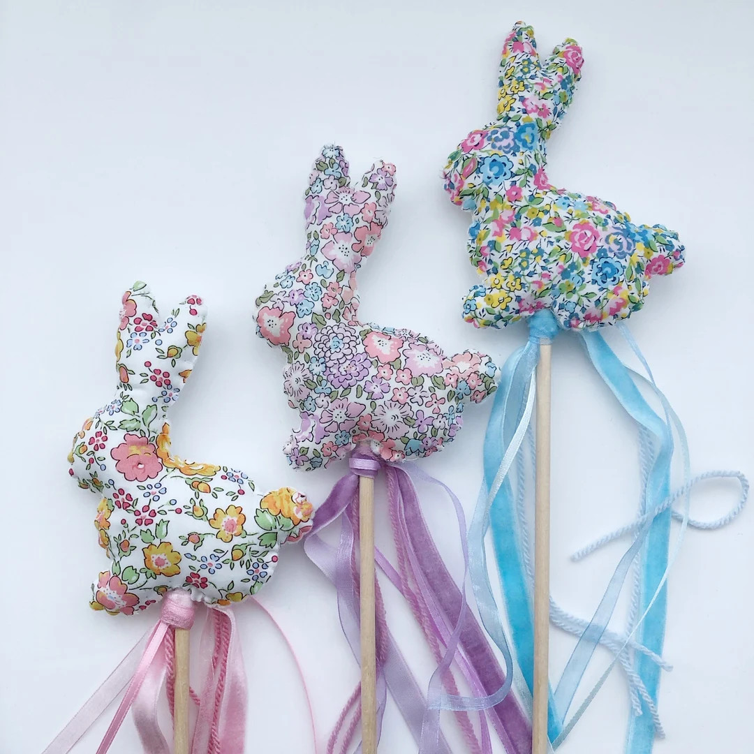 Bunny Wand. Easter Decor. Easter Wand. Bunny. Liberty. Rabbit. Liberty Print. Nursery Decor. East... | Etsy (US)