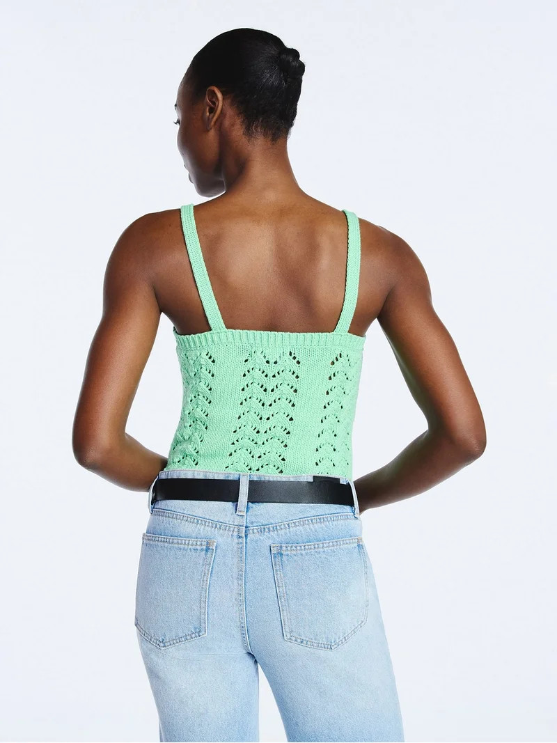 Scoop Women’s and Women's Plus Crochet Sweater Tank Top with Sweetheart Neck, Sizes XS-4X | Walmart (US)