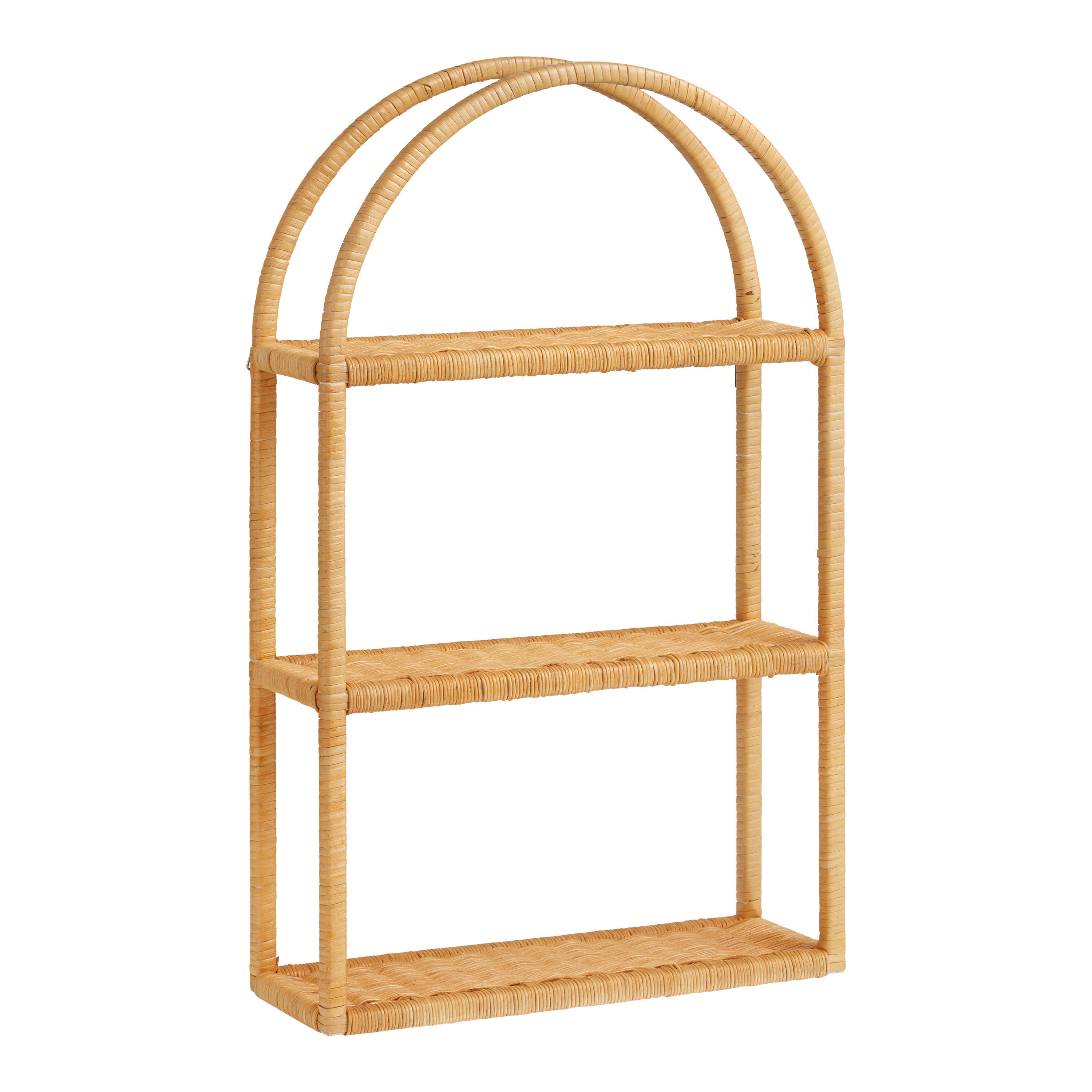 Wrapped Rattan Arched 3 Tier Wall Shelf | World Market