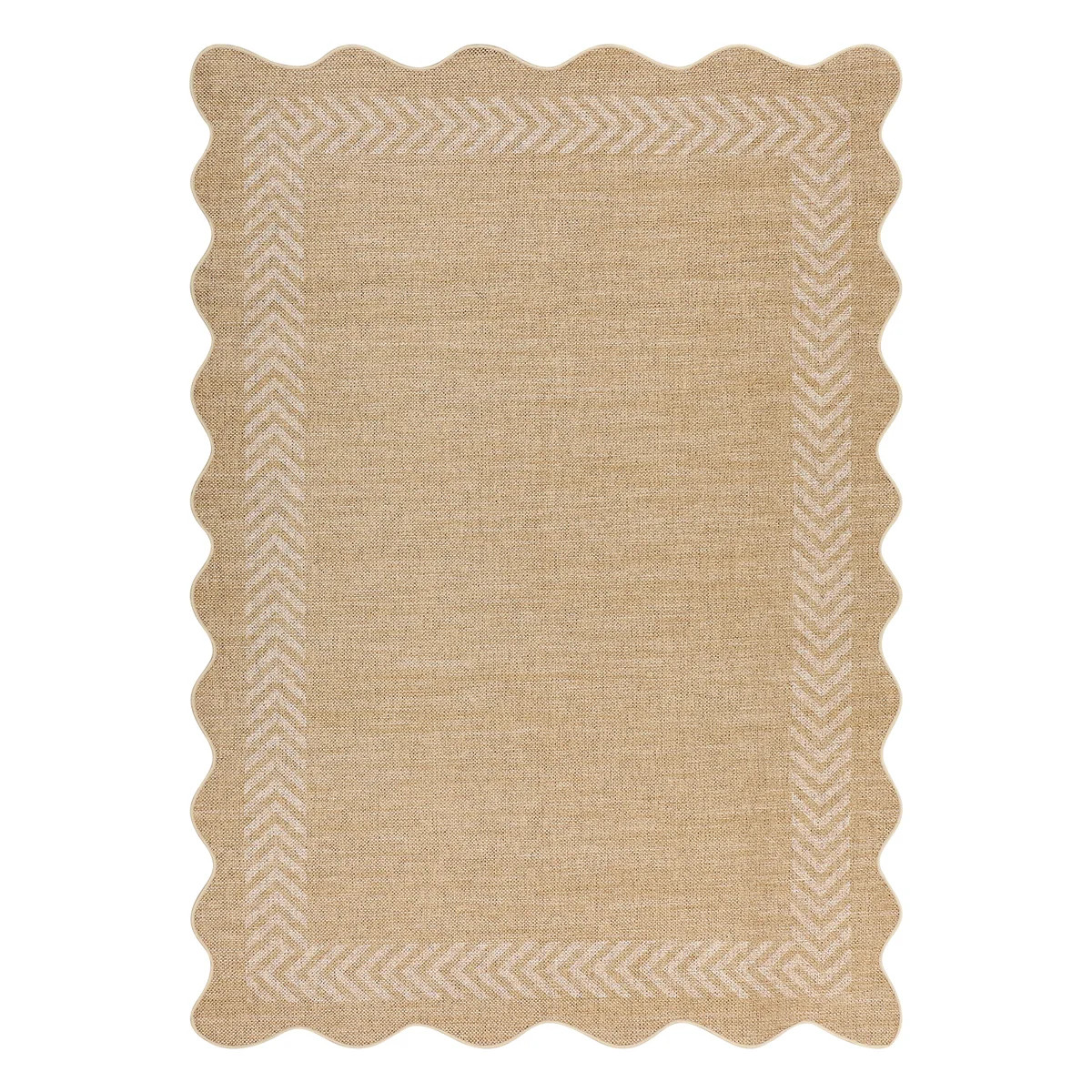 Scalloped Easy Jute Rugs 9x12 Bordered Living Room Outdoor Area Rug for Patio and Kitchen Rug Was... | Wayfair North America