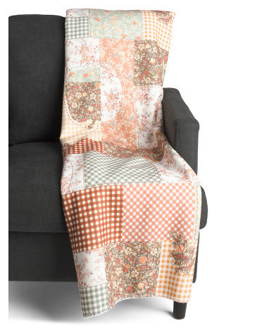 Patchwork Fall Chenille Faux Fur Back Throw, Polyester | TJ Maxx