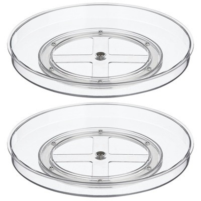 mDesign Lazy Susan Plastic Turntable Spinner, Kitchen Organizing, 2 Pack, Clear | Target