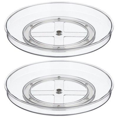 mDesign Lazy Susan Plastic Turntable Spinner, Kitchen Organizing, 2 Pack, Clear | Target