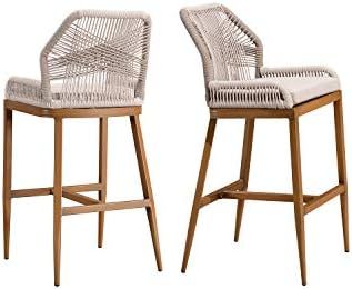 Amazon.com: PURPLE LEAF Outdoor Bar Stool Chair Set of 2 Counter Height Modern Bar Stool Chairs P... | Amazon (US)