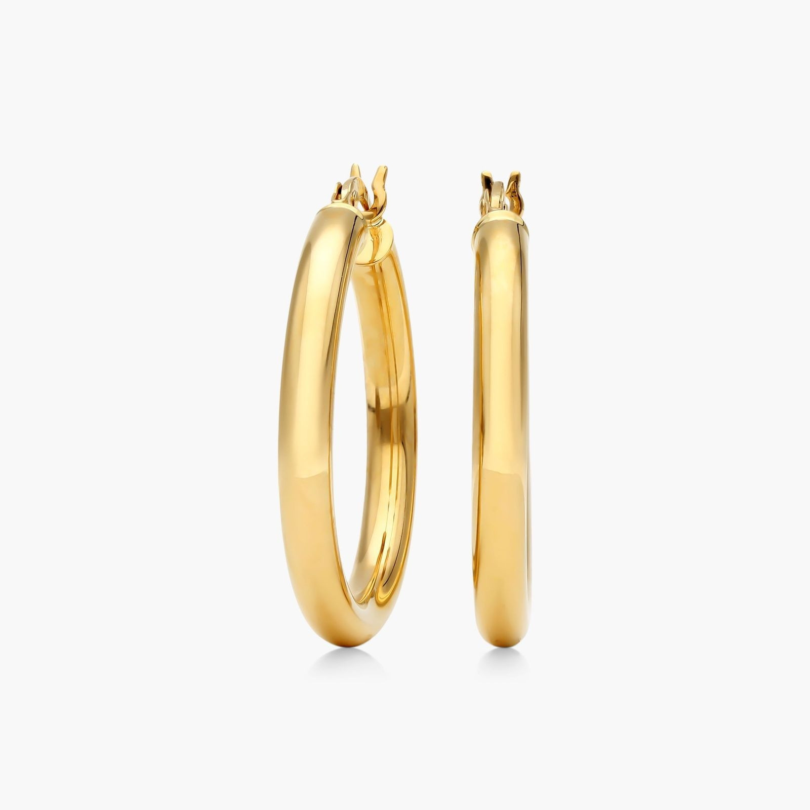 14K Yellow Gold Bold 1 Inch Tube Hoop Earrings-95191y14 | JamesAllen