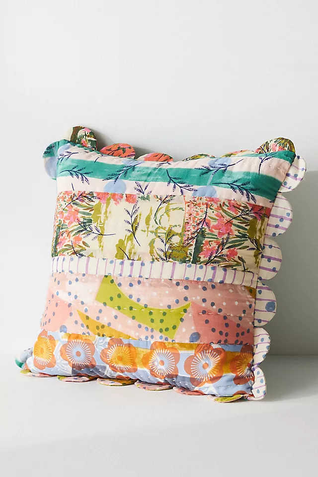 Patched Scalloped Pillow | Anthropologie (US)