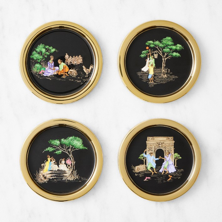 Williams Sonoma x Sheila Bridges Harlem Toile Coasters, Set of 4 | Williams-Sonoma