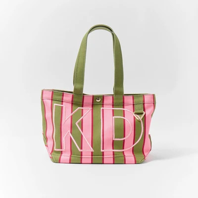 Striped Custom Alpha Tote - Hibiscus - Small | BaubleBar