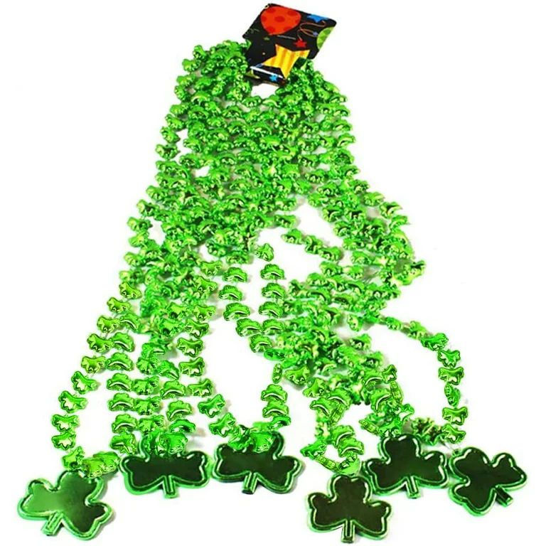 12 PCS St. Patrick's Day Shamrock 24 Metallic Green Beaded Necklaces, St. Patrick Party Costume N... | Walmart (US)