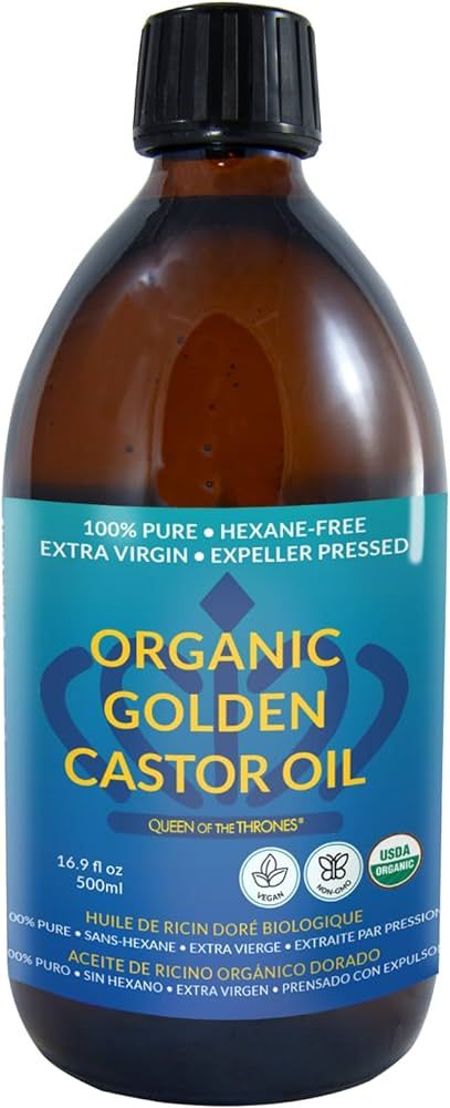 QUEEN OF THE THRONES Organic Golden Castor Oil - 500mL (16.9oz) | 100% Pure & Expeller Pressed fo... | Amazon (US)