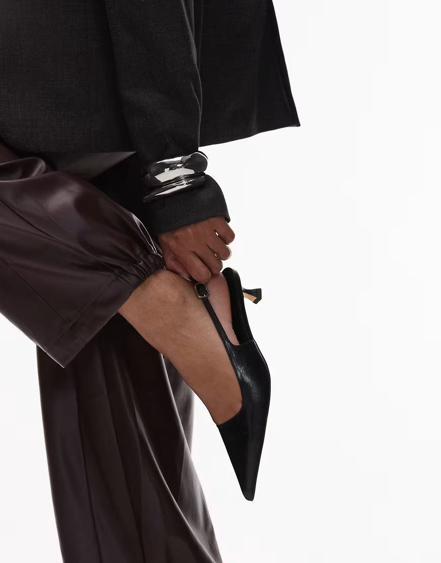 Tony Bianco Crush kitten heel slingback shoes in black | ASOS (Global)