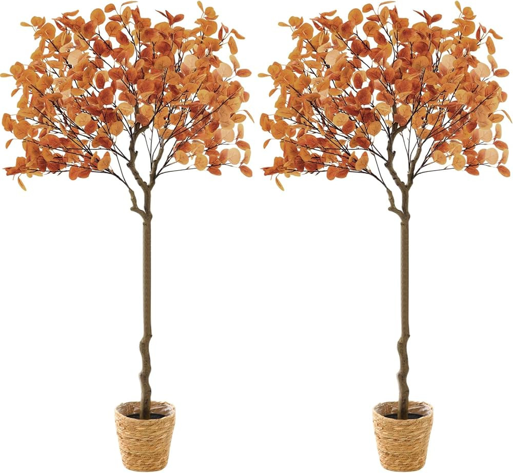 Giegxin 2 juegos de árboles artificiales de eucalipto de otoño, árboles de eucalipto de otoño... | Amazon (US)