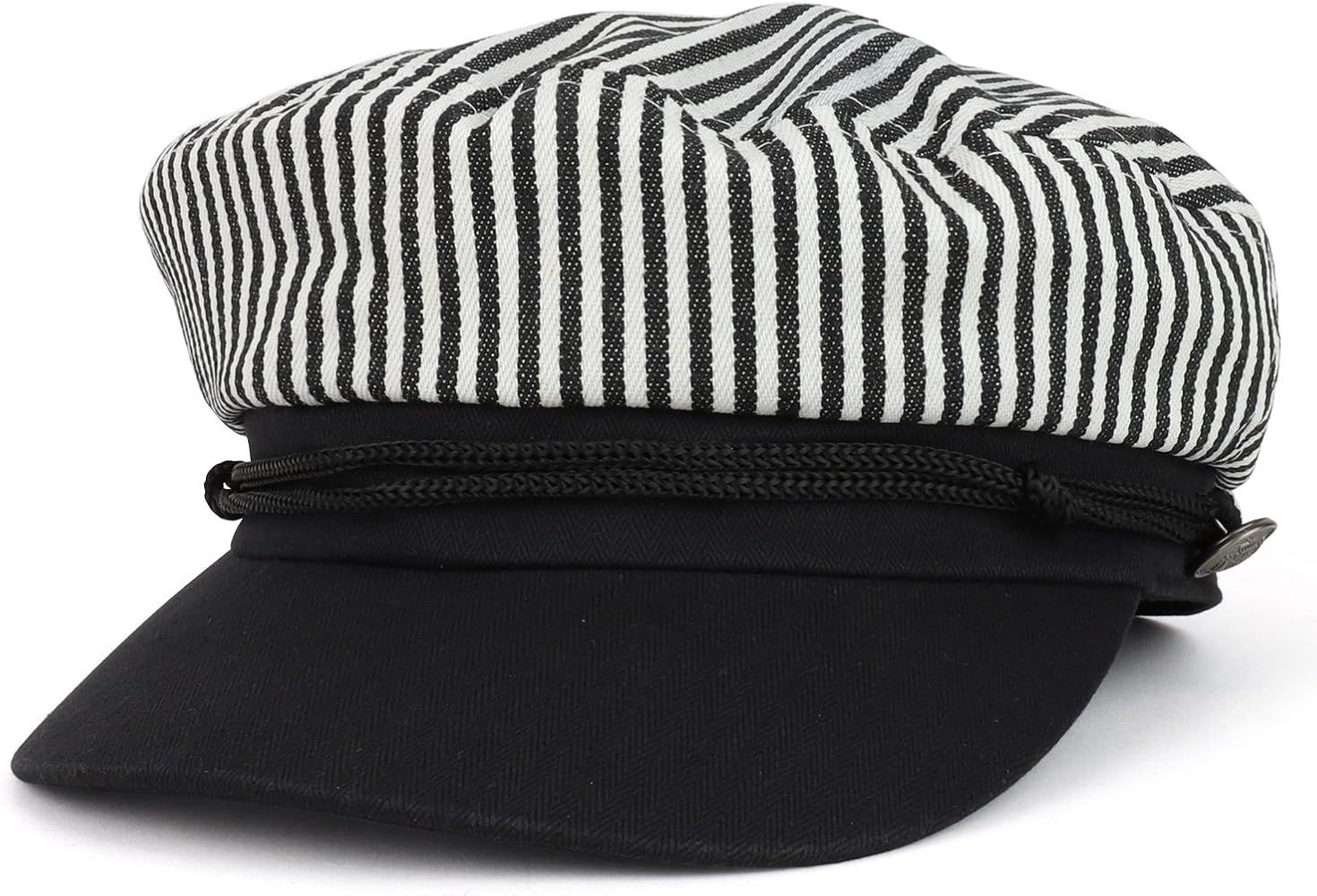 Trendy Apparel Shop Greek Sailor Fisherman Stripe Crown Baker Boy Hat with Rope Band | Amazon (US)