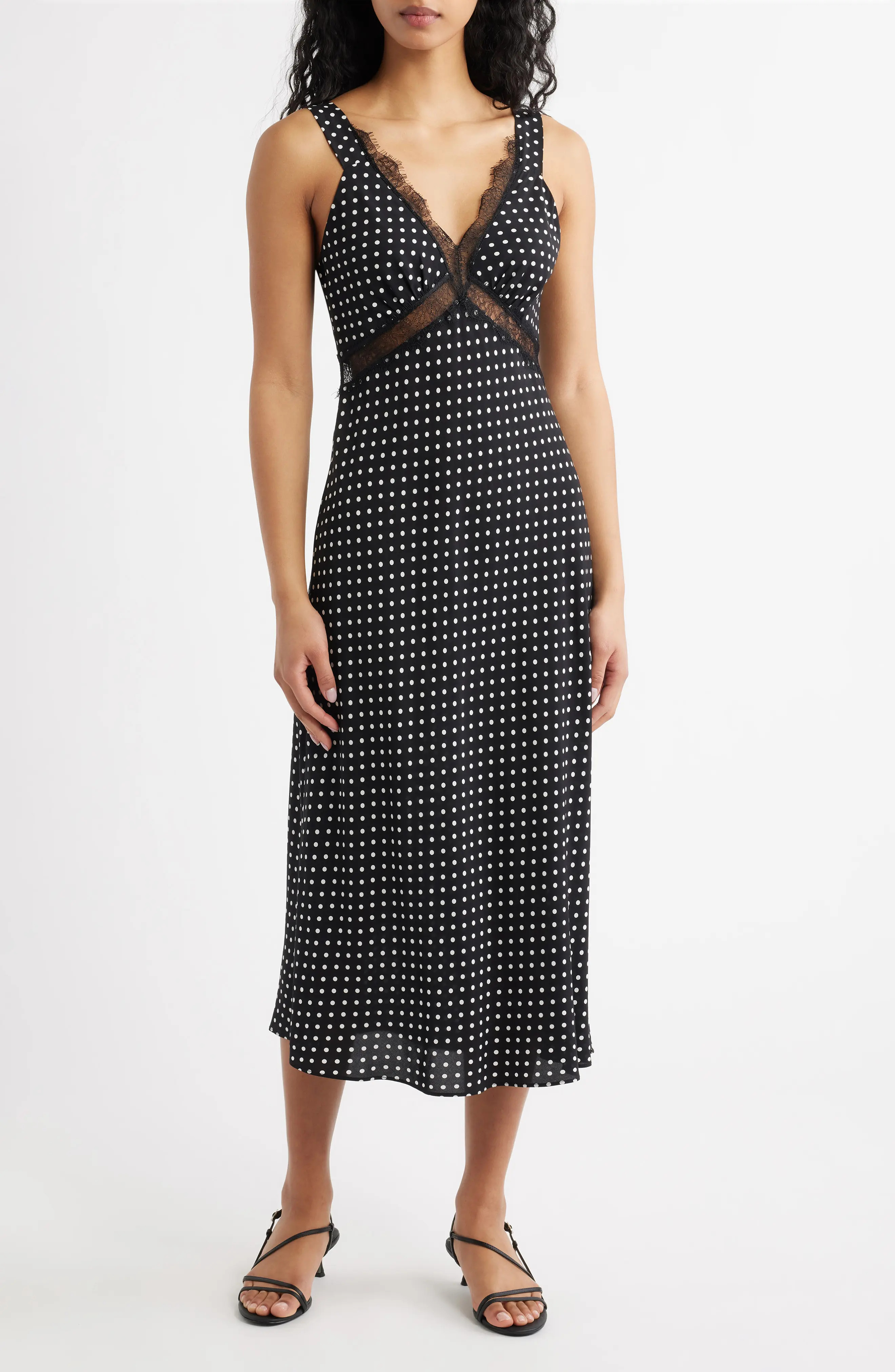 Lucy Paris Kennedy Eyelash Lace Trim Midi Slipdress (Women) | Nordstrom | Nordstrom