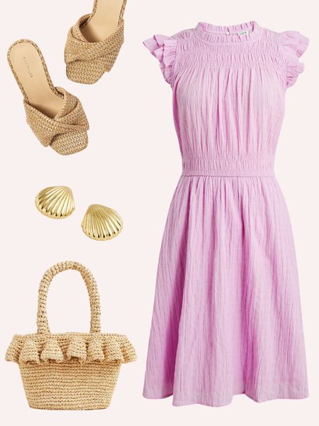 Beautiful gauze dress for spring available in two colors! Wear them with these beautiful woven accessories and shell earrings 

#LTKsalealert #LTKfindsunder50 #LTKshoecrush