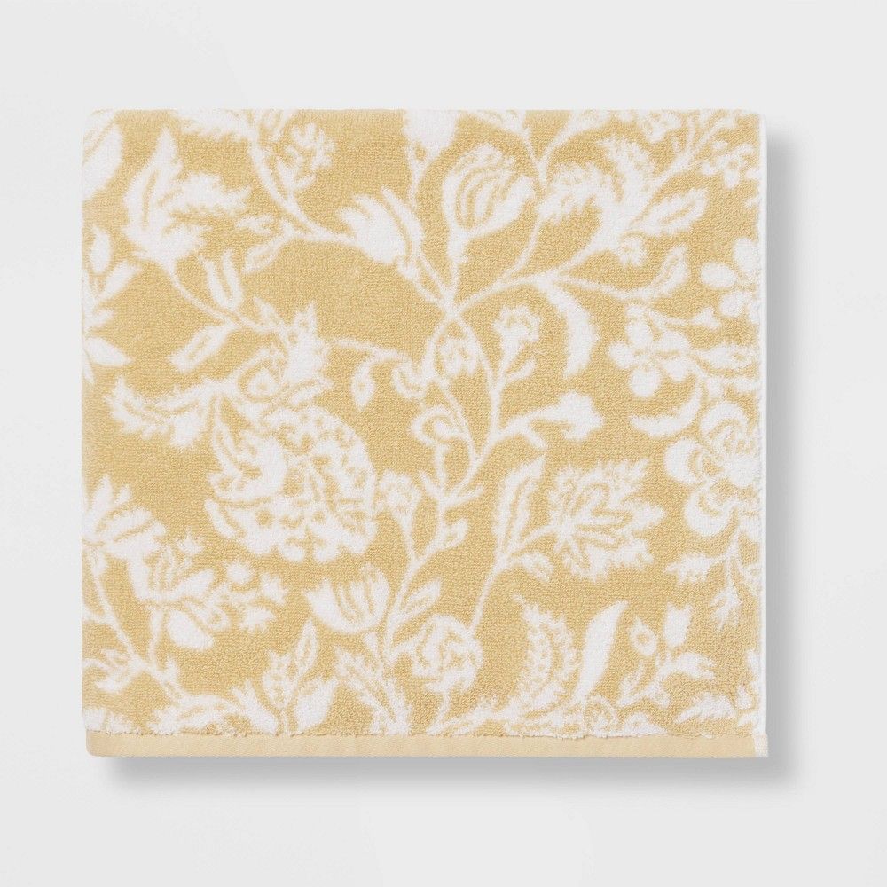 Performance Floral Texture Bath Towel Yellow Floral - Threshold | Target