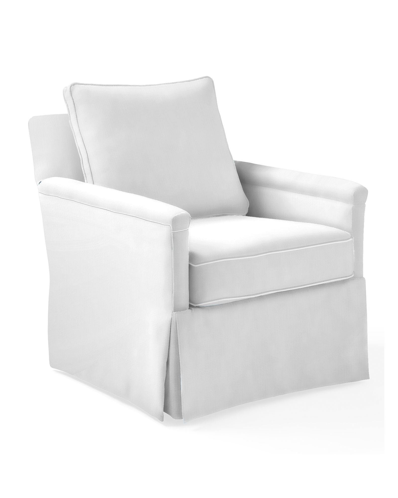 Spruce Street Track Arm Skirted Swivel Chair | Serena and Lily