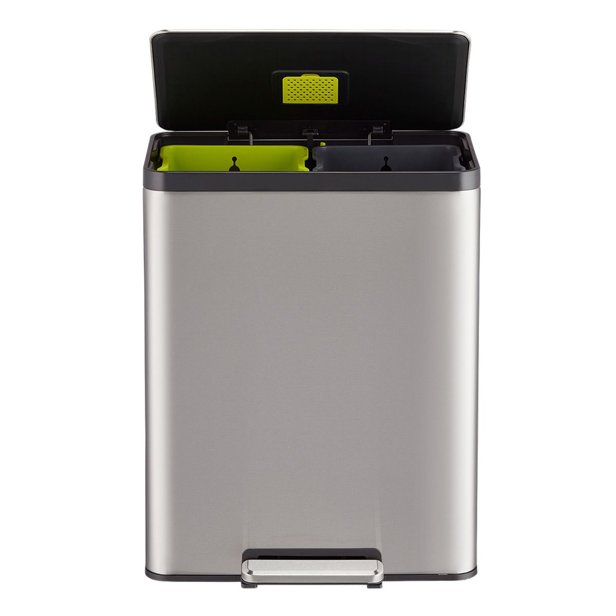 The Container Store 15.8 gal./60L Dual Recycler Step Can Stainless Steel | The Container Store
