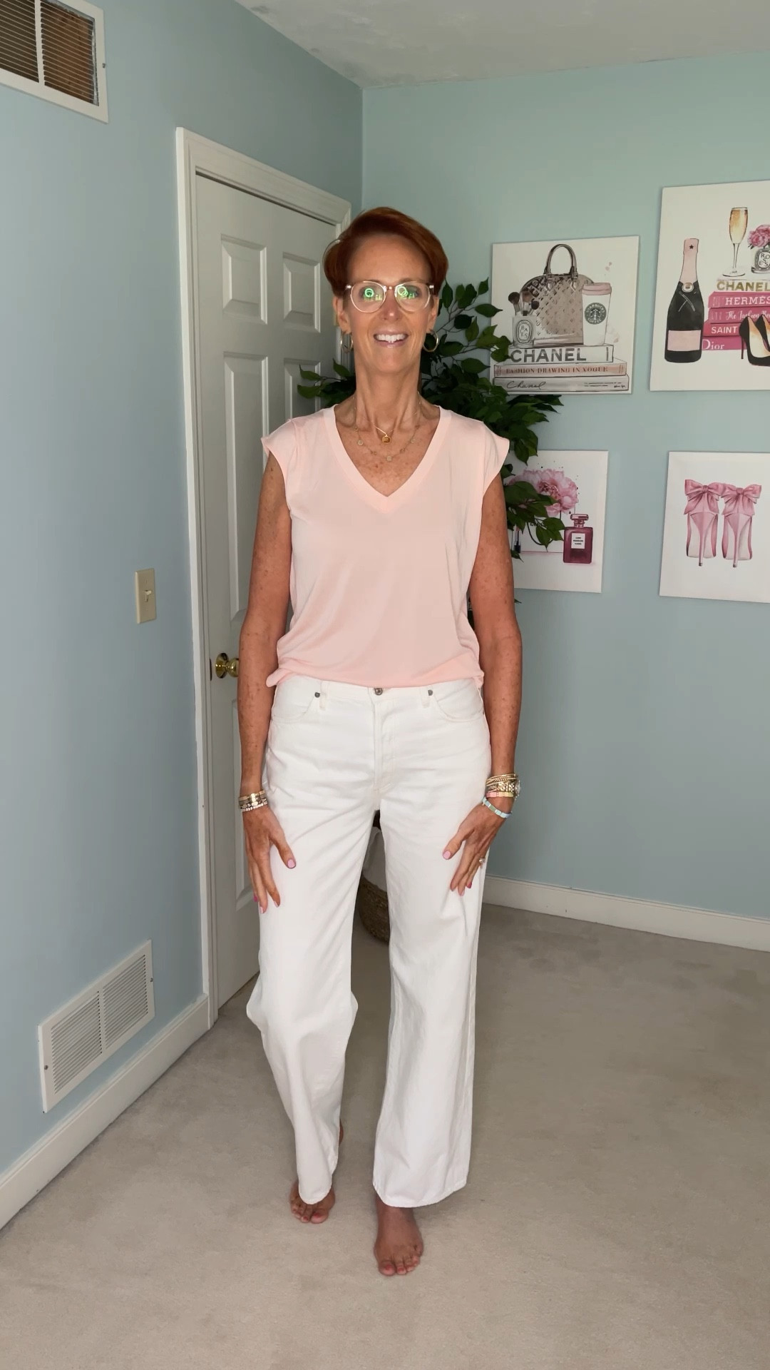 This Gibsonlook v-neck sleeveless shirt is fantastic.

Follow along all week as I share some amazing pieces gifted to me by Gibsonlook.

"Ready to elevate your wardrobe?

Check out these three stunning outfits from @gibsonlook! 

From an elevated tee to a romantic blouse and a stretchy knit dress, there's something for every occasion and every person.

Which one is your favorite? 

Coral v-neck tee shirt, square neck blouse, wispy blouse, stripe dress, short dress, ruched dress, sleeveless top, white jeans, spring outfit, summer outfit, summer dress

#LTKstyletip #LTKFind #LTKunder100