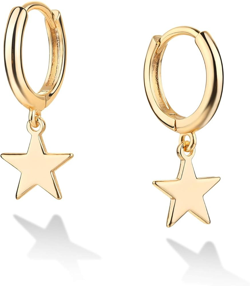 Amazon.com: Tiny Huggie Hoop Earrings 14K Gold Plated Teardrop Dangle Small Hoop Earring Hypoallerge | Amazon (US)