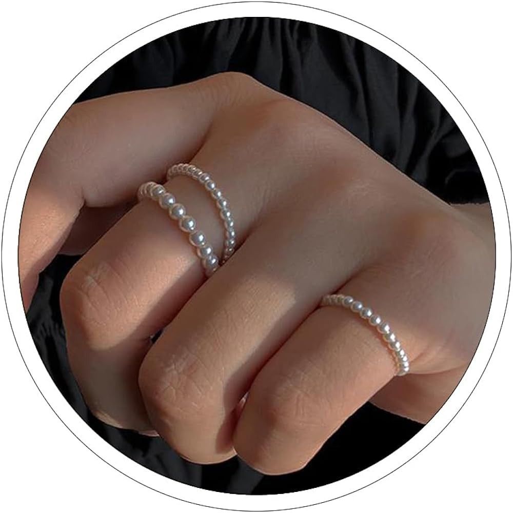 Vintage Pearl Rings - Cute & Dainty Stackable Minimalistic Jewelry for Women | Amazon (US)