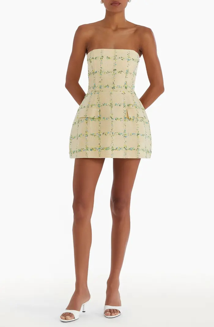 Bethany Tweed Check Strapless Skort Romper | Nordstrom