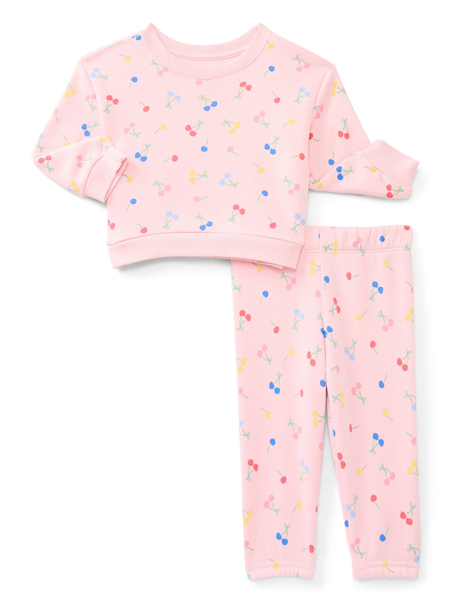 Wonder Nation Baby Girl Fleece Top & Pant, 2-piece Outfit Set, Sizes 6-24 Months | Walmart (US)