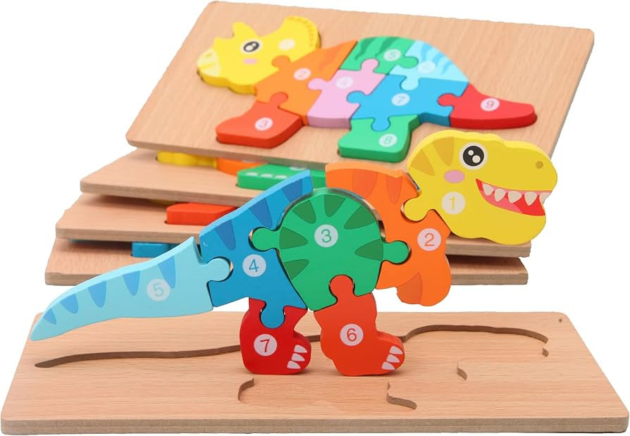 MONTESSORI MAMA Toddler Puzzles for Kids Ages 3-5 Dinosaur Puzzle 5-Pack, Montessori Toys for 3 Y... | Amazon (US)