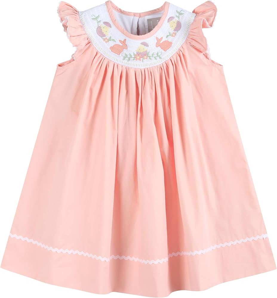 Lil cactus Baby and Girls Smocked Easter Bunny Bishop Dress | Amazon (US)