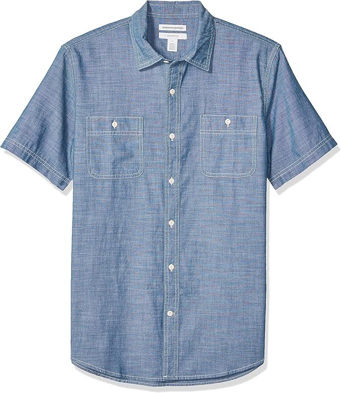 Amazon Essentials Men's Slim-fit Short-Sleeve Chambray Shirt | Amazon (US)