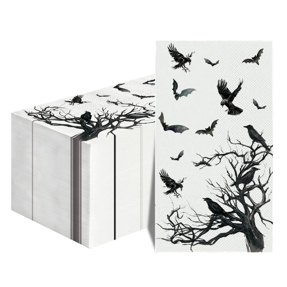 Smile 100 Halloween Disposable Paper Decorative Guest Napkins, Crows Bats Trees Hand Towel for Pa... | Walmart (US)