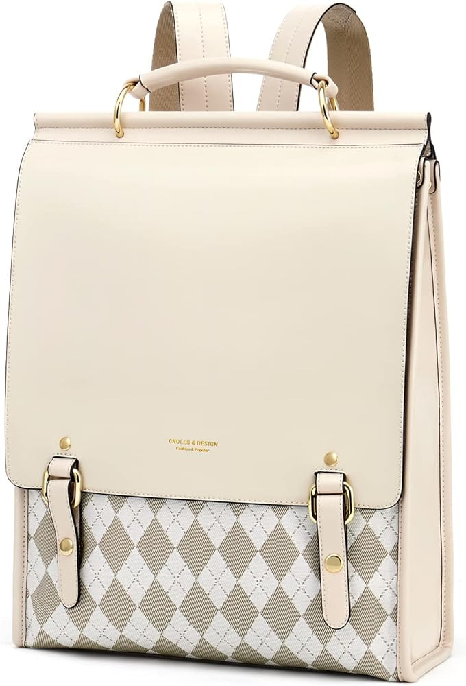 Amazon.com: Cnoles Leather Backpack Purse For Women Fashion Ladies Vintage Bag Casual College Tra... | Amazon (US)