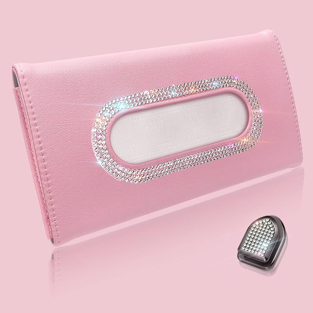 Murimt Bling Car Visor Tissue Holder, Diamond Mask Holder for Car Visor, PU Leather Tissue Box Ho... | Amazon (US)