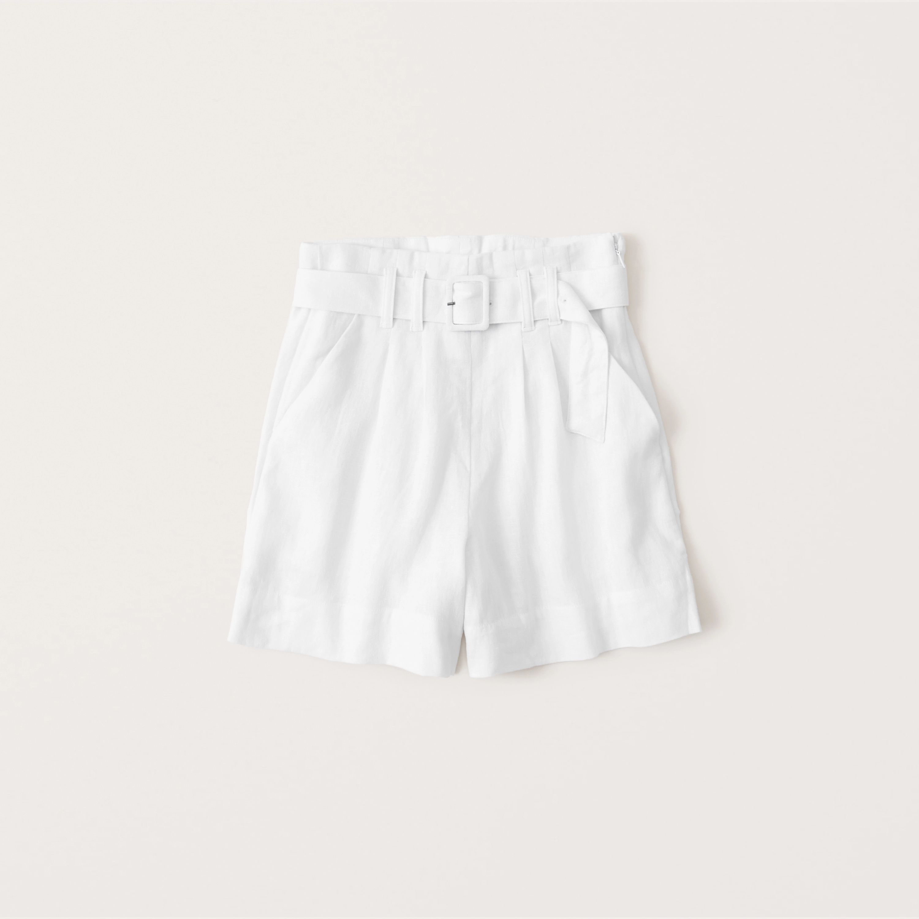 Belted Linen-Blend Shorts | Abercrombie & Fitch (US)