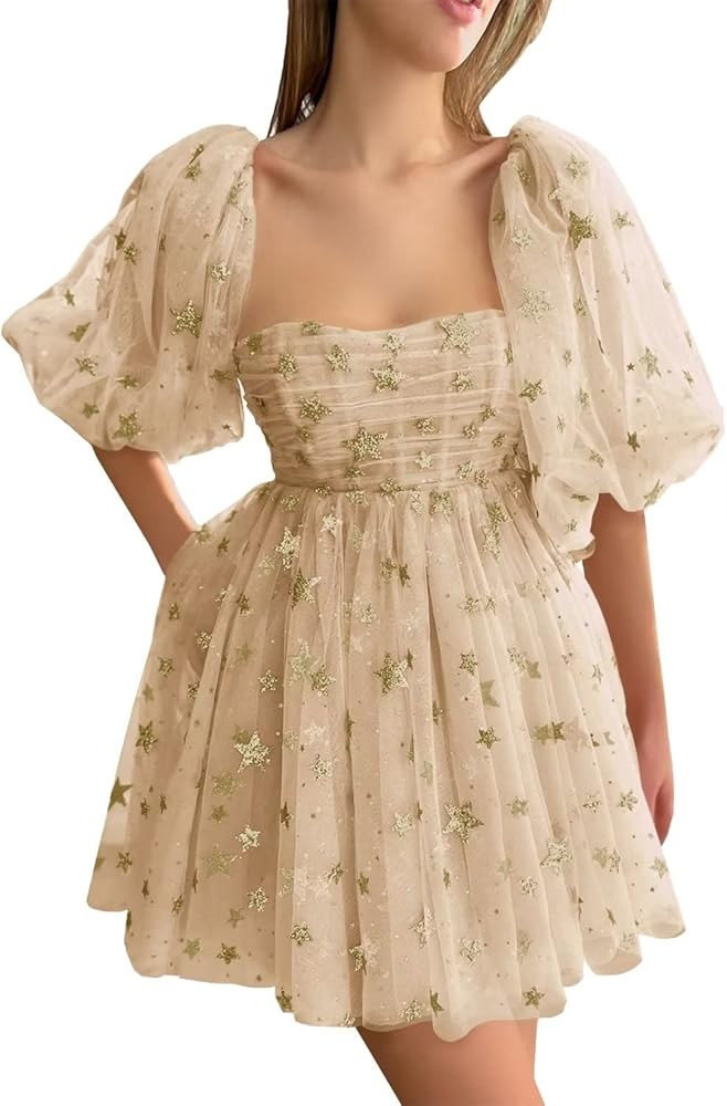 Eightale Tulle Homecoming Dresses Short A-Line Sparkle Starry Prom Party Gowns | Amazon (US)