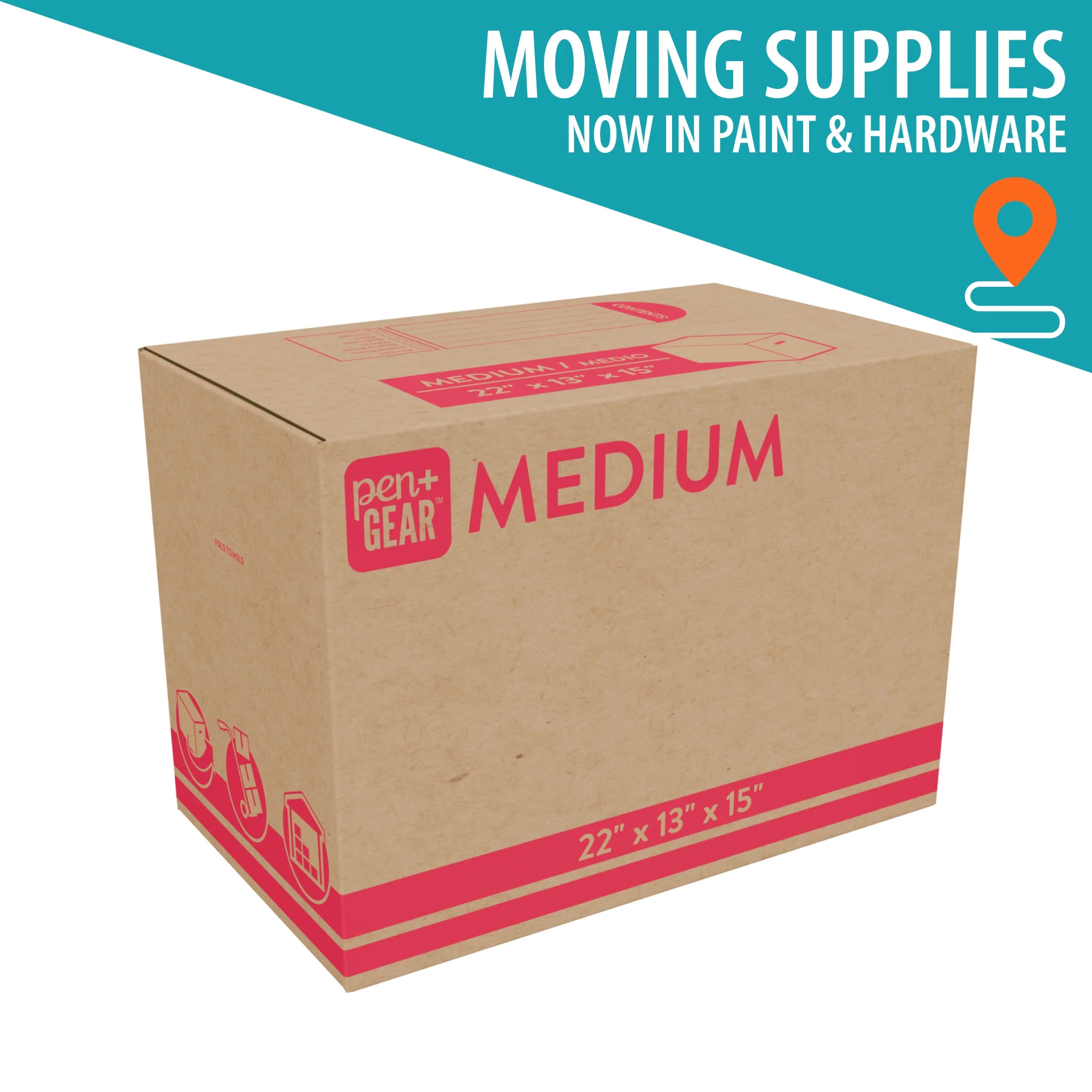 Pen+Gear Medium Moving Boxes, 22 in. L x 13 in. W x 15.5 in. H, Kraft - Walmart.com | Walmart (US)