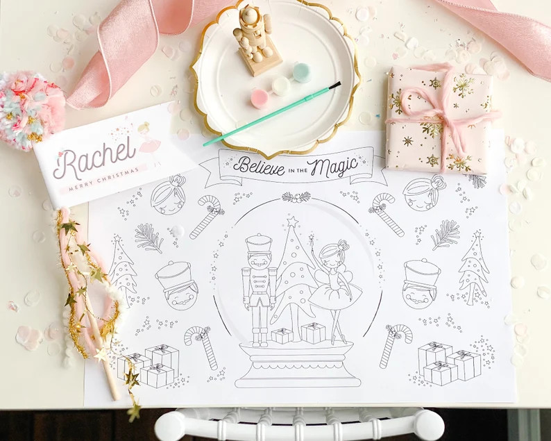 Personalized Sugar Plum Fairy Coloring Placemat Nutcracker - Etsy | Etsy (US)