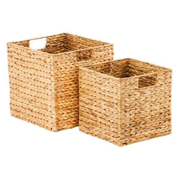 Large Water Hyacinth Cube Natural | The Container Store