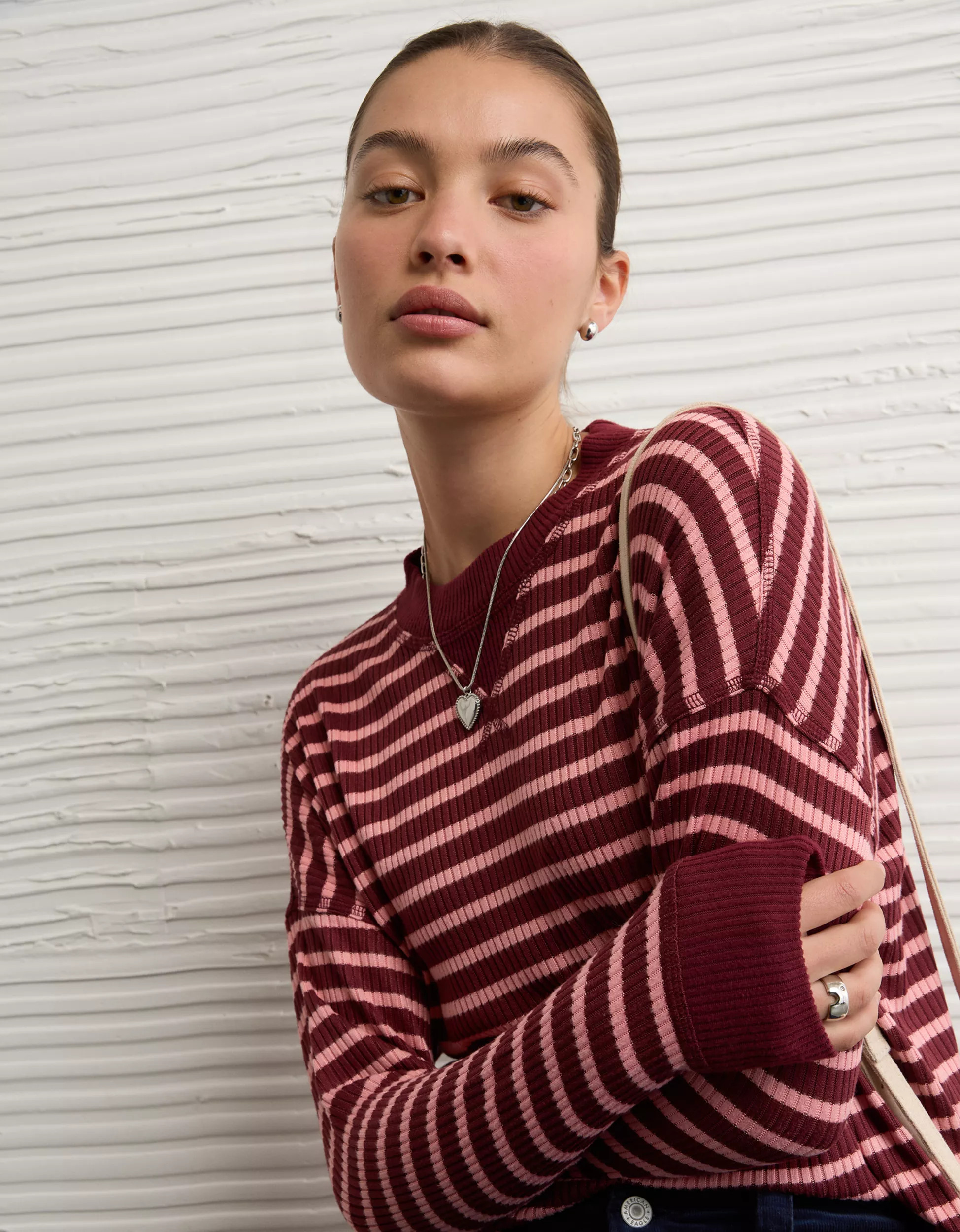 AE Long-Sleeve Waffle Plush Crew Neck Tee | American Eagle Outfitters (US & CA)