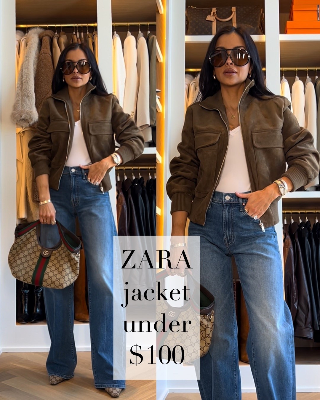 This suede bomber style jacket from Zara is the perfect winter to spring transition piece. So easy to style & under $100 make it the best wardrobe addition! Wearing an XS in the jacket & a 24 in the Mother jeans. 

Miamiamine style inspo Zara new arrivals Zara must haves chic outfit denim style elevated basics luxury fashion inspiration Gucci favorite elevated casual outfitt

#LTKPetite #LTKOver40 #LTKdayinmylife
