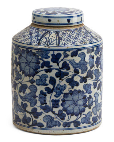 9x13 Porcelain Dynasty Twist Vine Tea Jar With Lid | TJ Maxx