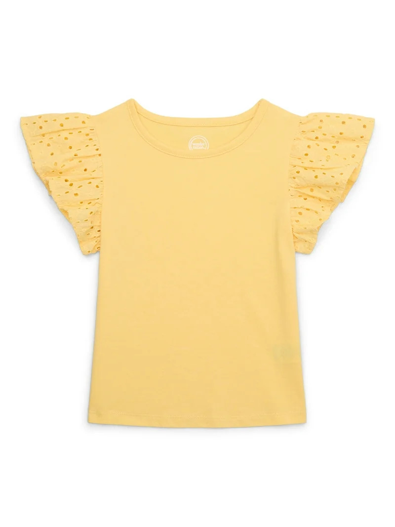 Wonder Nation Girls Eyelet Sleeve Top, Sizes 4-18 & Plus | Walmart (US)