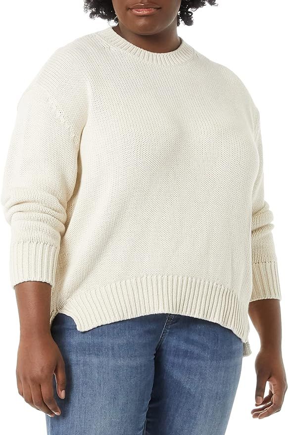 Daily Ritual Women's 100% Cotton Relaxed-Fit Chunky Long-Sleeve Crew Pullover Sweater | Amazon (US)